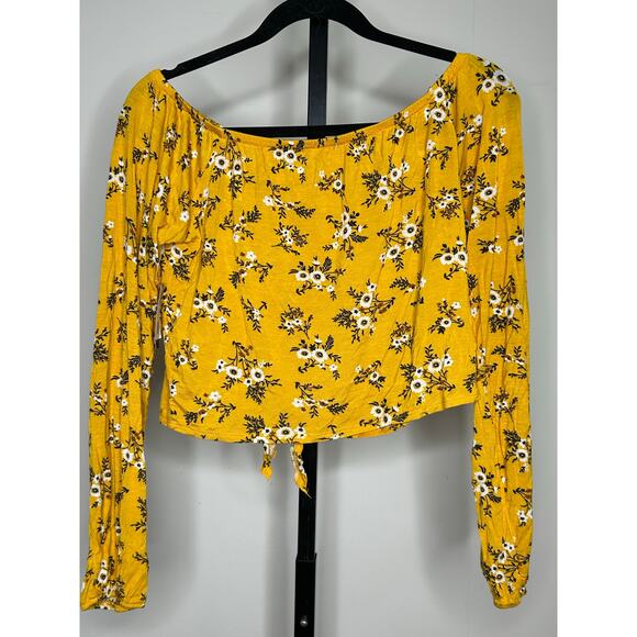 Ardene NWT - Yellow Floral Crop Off Shoulder Top- size Medium - Picture 4 of 4